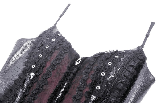 Gothic Corset Top mit Spitze und Kunstleder von Dark in Love