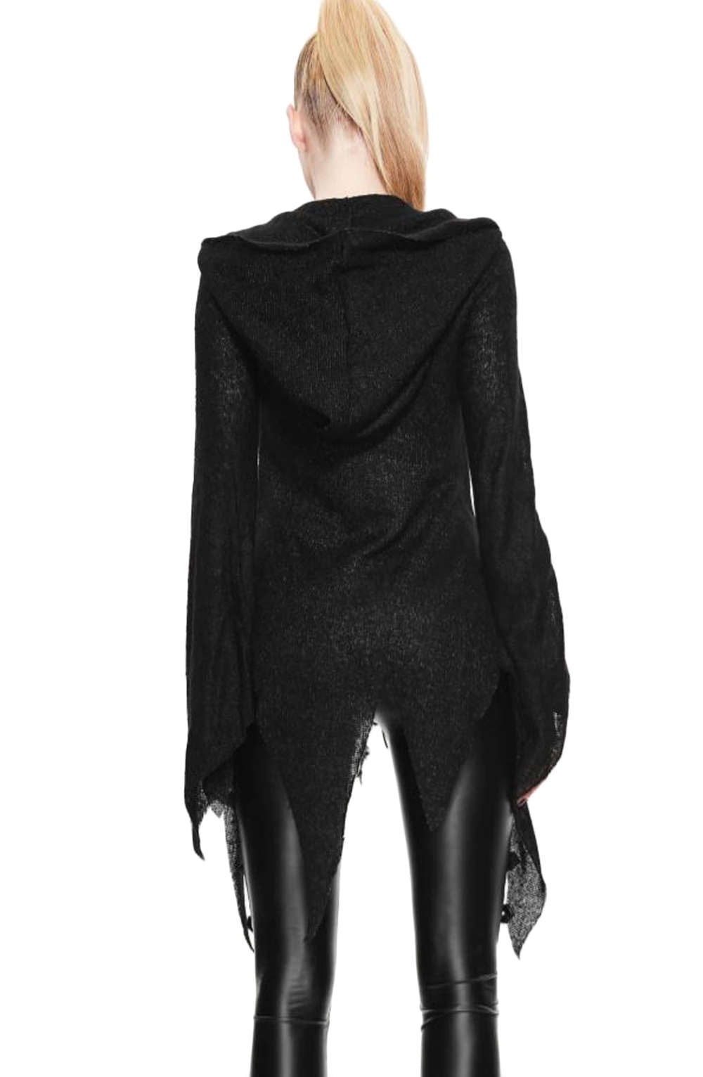 Gothic Damen Strickmantel Asymetrisch Mit Kapuze