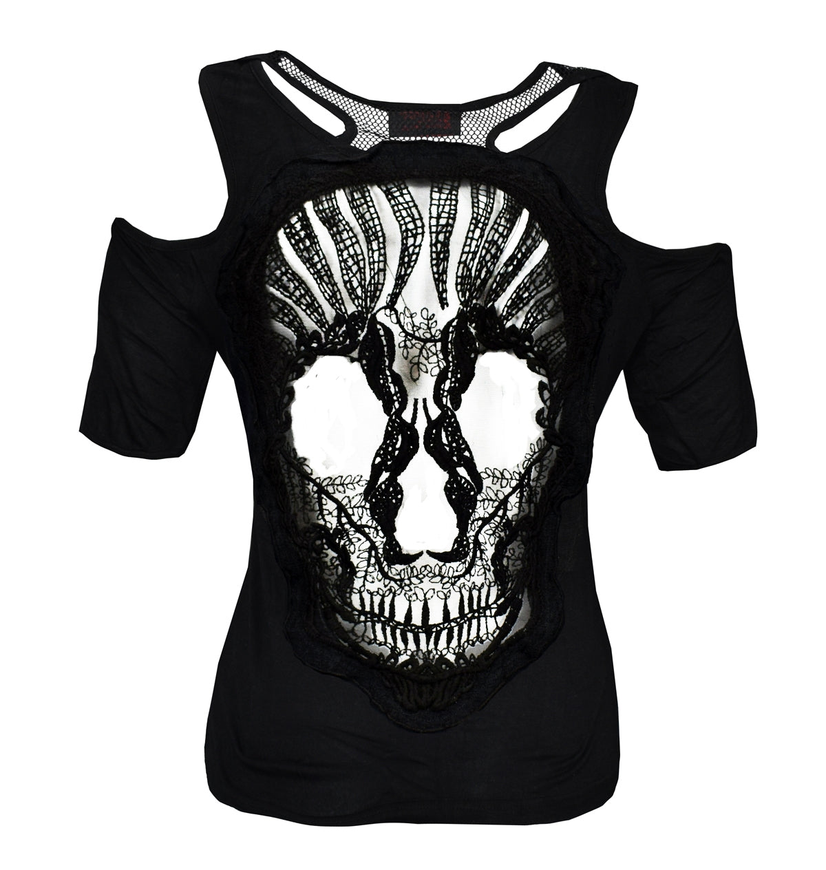 Gothic shirt backless mesh skull