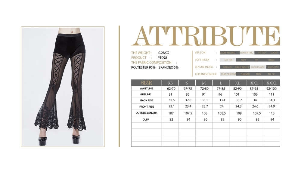 Devil Fashion - Transparent Gothic Leggings with flare
