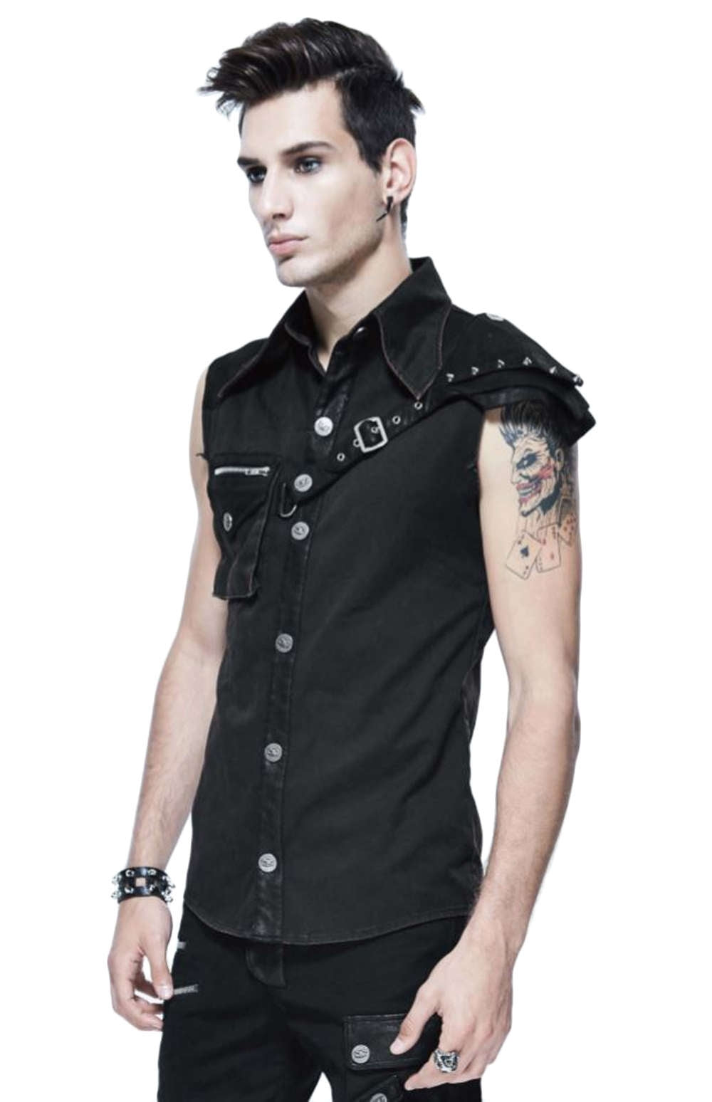 Gothic worker shirt with shoulder flap