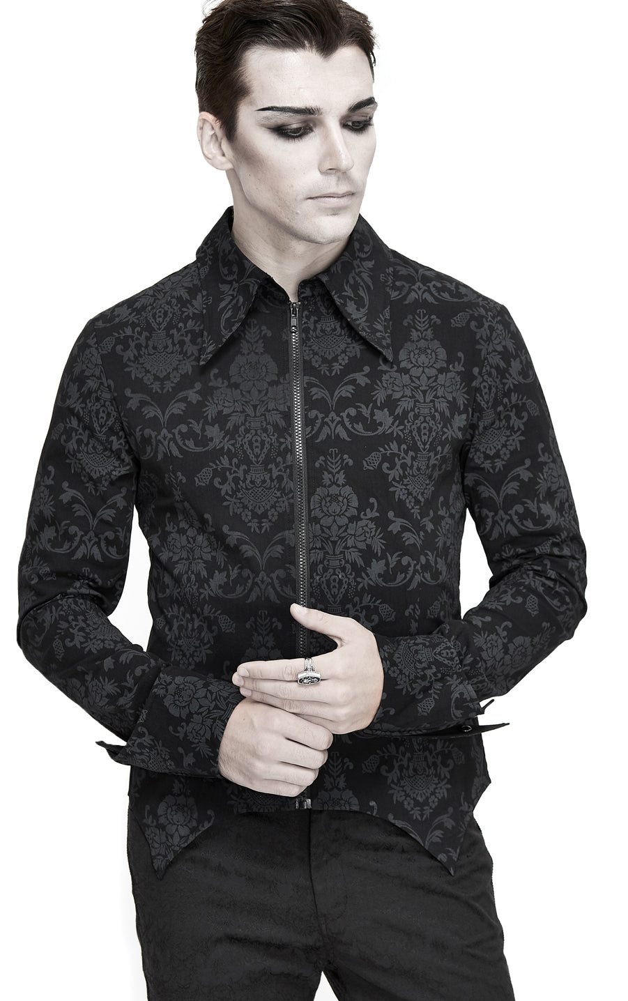 Gothic men shirt floral ornament by Devil Fashion