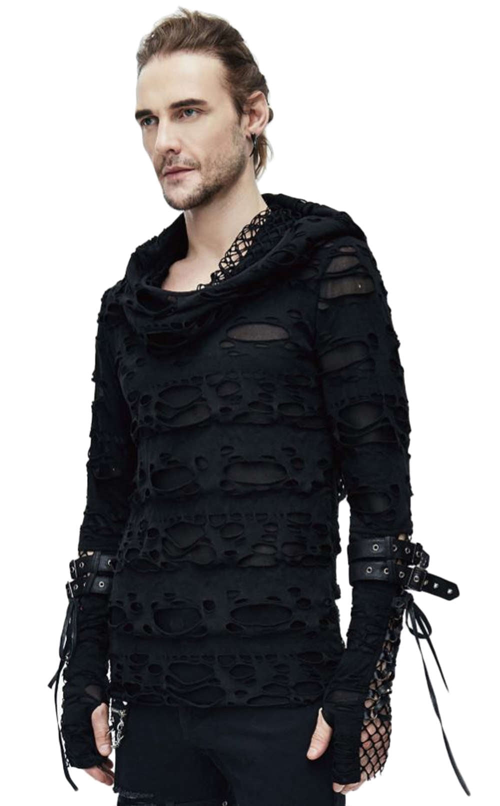 Gothic men's shred hoodie black