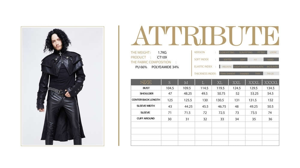 Devil Fashion Gothic Cape Coat Men Black
