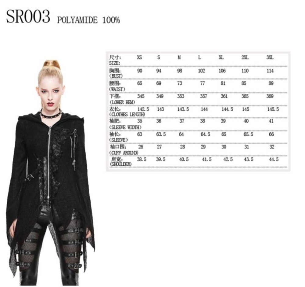 Gothic Damen Strickmantel Asymetrisch Mit Kapuze