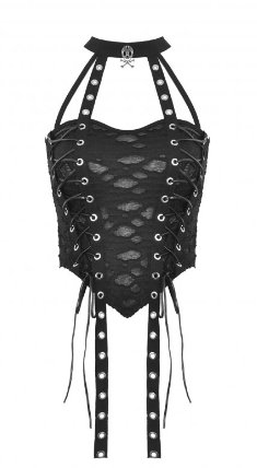 Distressed Neckholder Top von Dark in Love