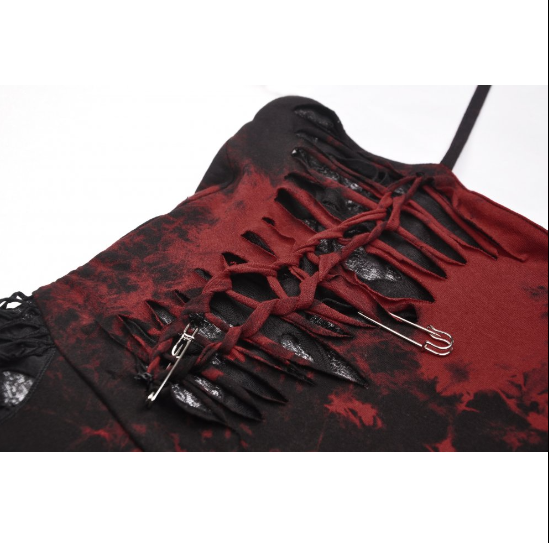 Punky rot-schwarzer Fetzendress von Dark in Love