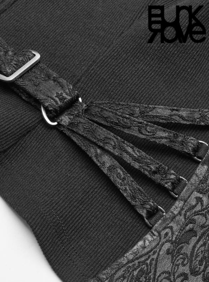 Gothic Buckle-Strap Corset Top – Black von Punk Rave