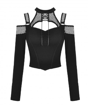 Bauchfreies Longsleeve mit Meshnet von Dark in Love