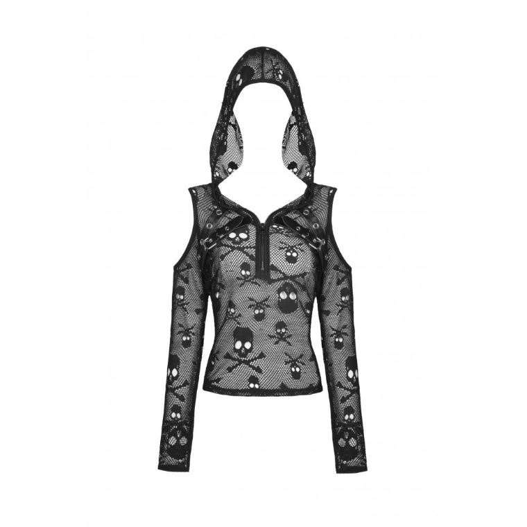 Kapuzenlongsleeve aus Skull-Netz von Dark in Love
