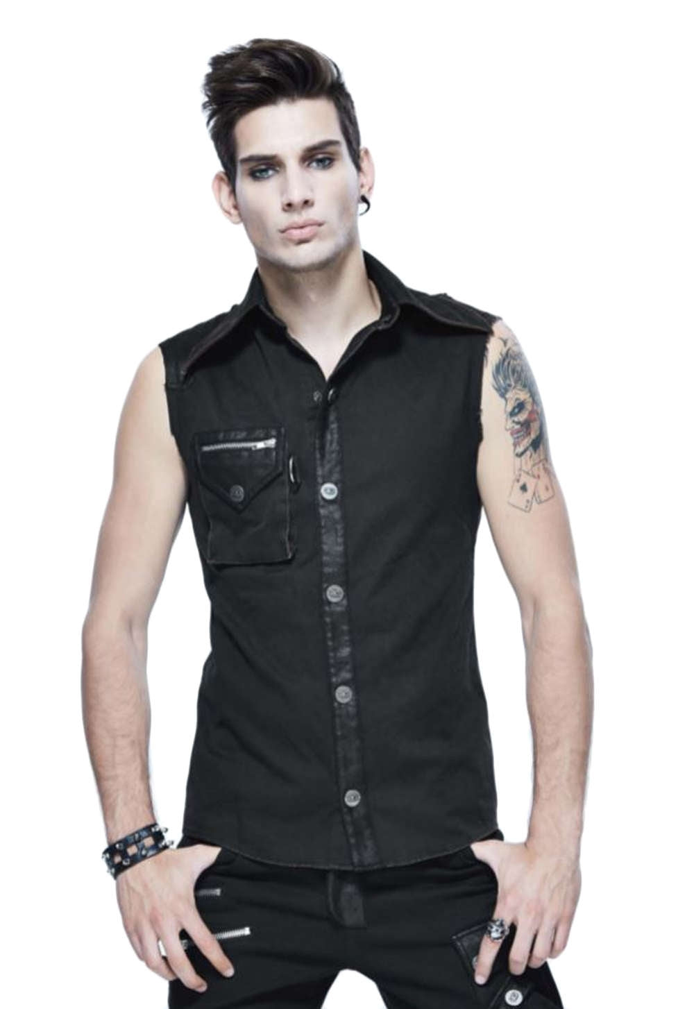 Gothic worker shirt with shoulder flap