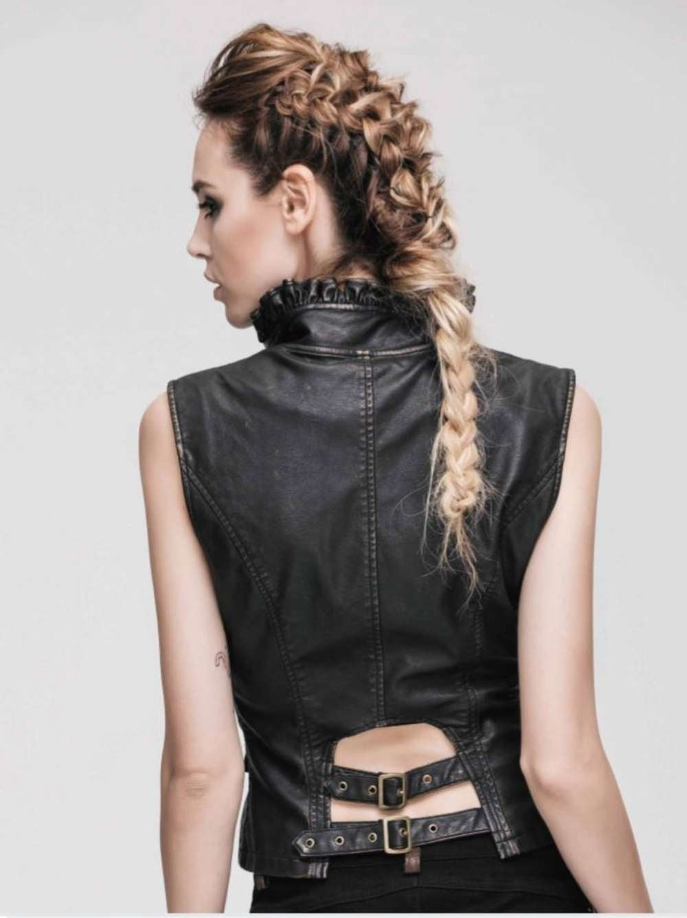 Gothic underbust corset vest with ruffles