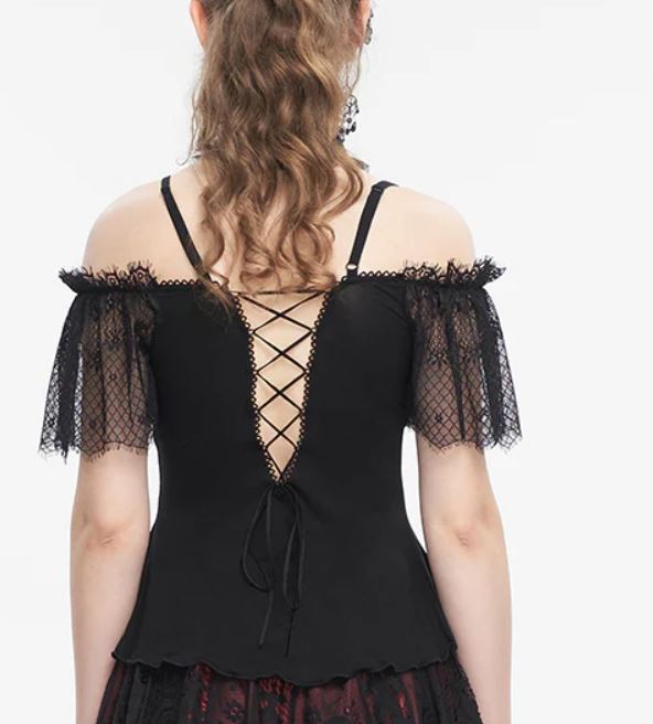 Romantisches Spitzenoberteil von Eva Lady in rot/ schwarz