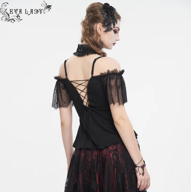Romantisches Spitzenoberteil von Eva Lady in rot/ schwarz