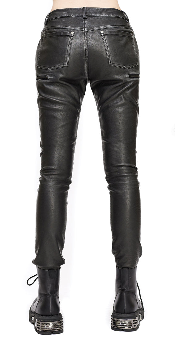 Gothic women faux leather trousers patchwork by Devil Fashion