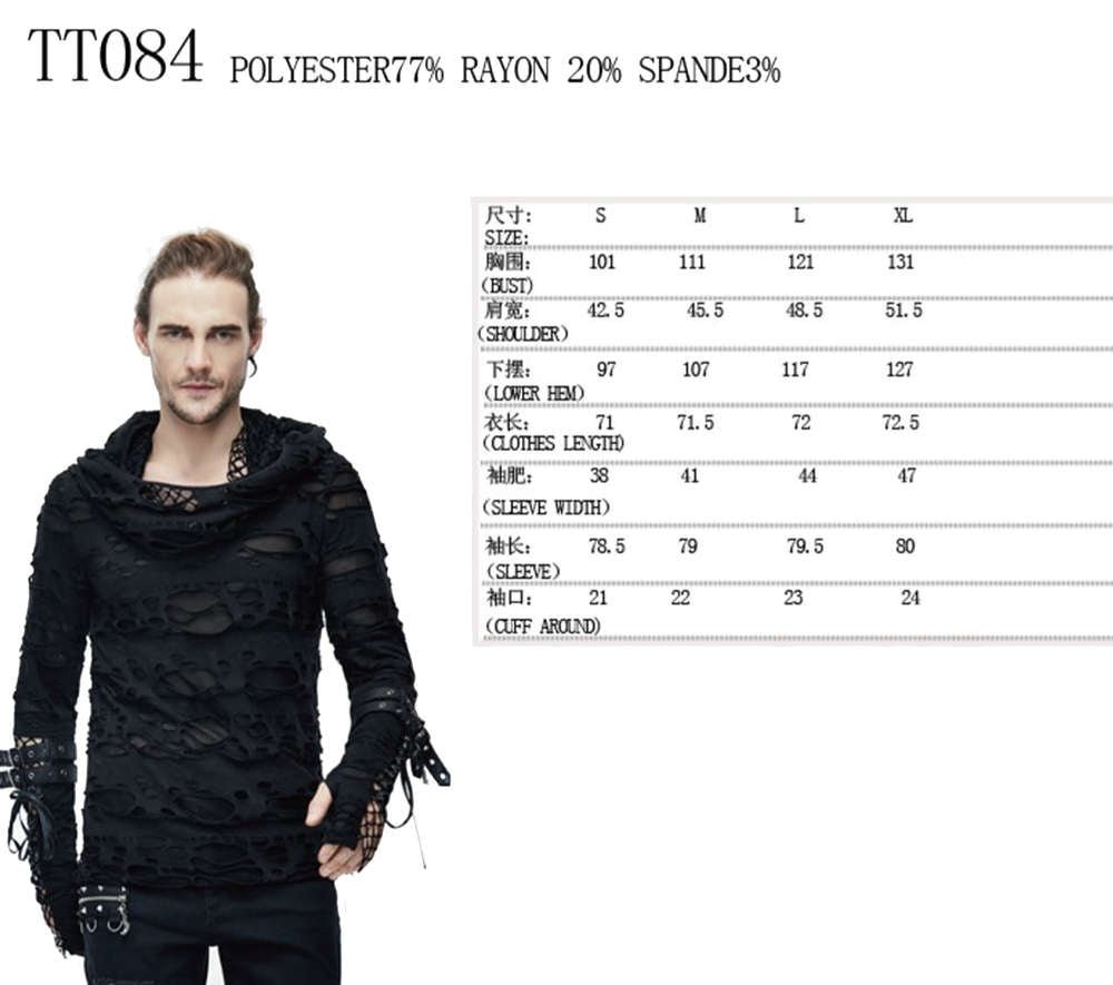 Gothic men's shred hoodie black
