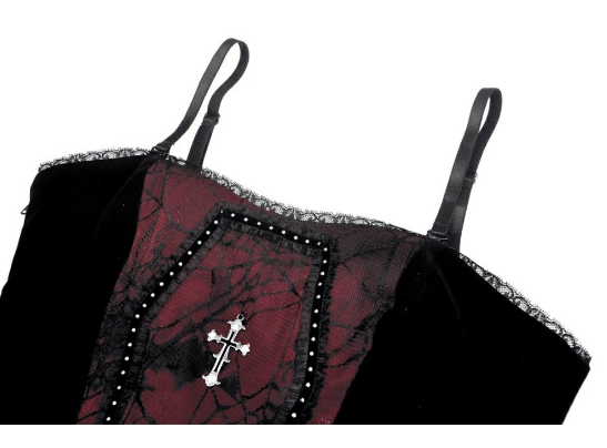 Gothic Funeral rot/schwarzes Corset-Top von Dark in Love