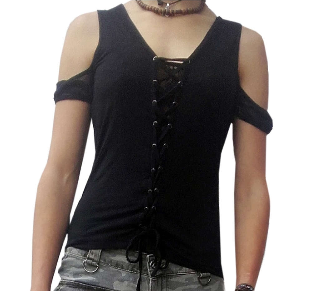 Gothic women shirt spider web back