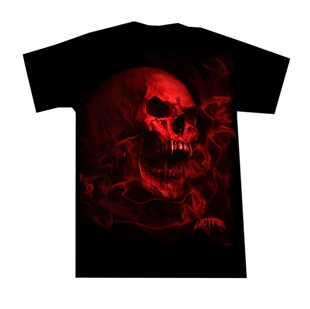 Heavy Metal T Shirt Smoky Red Vamp Skull