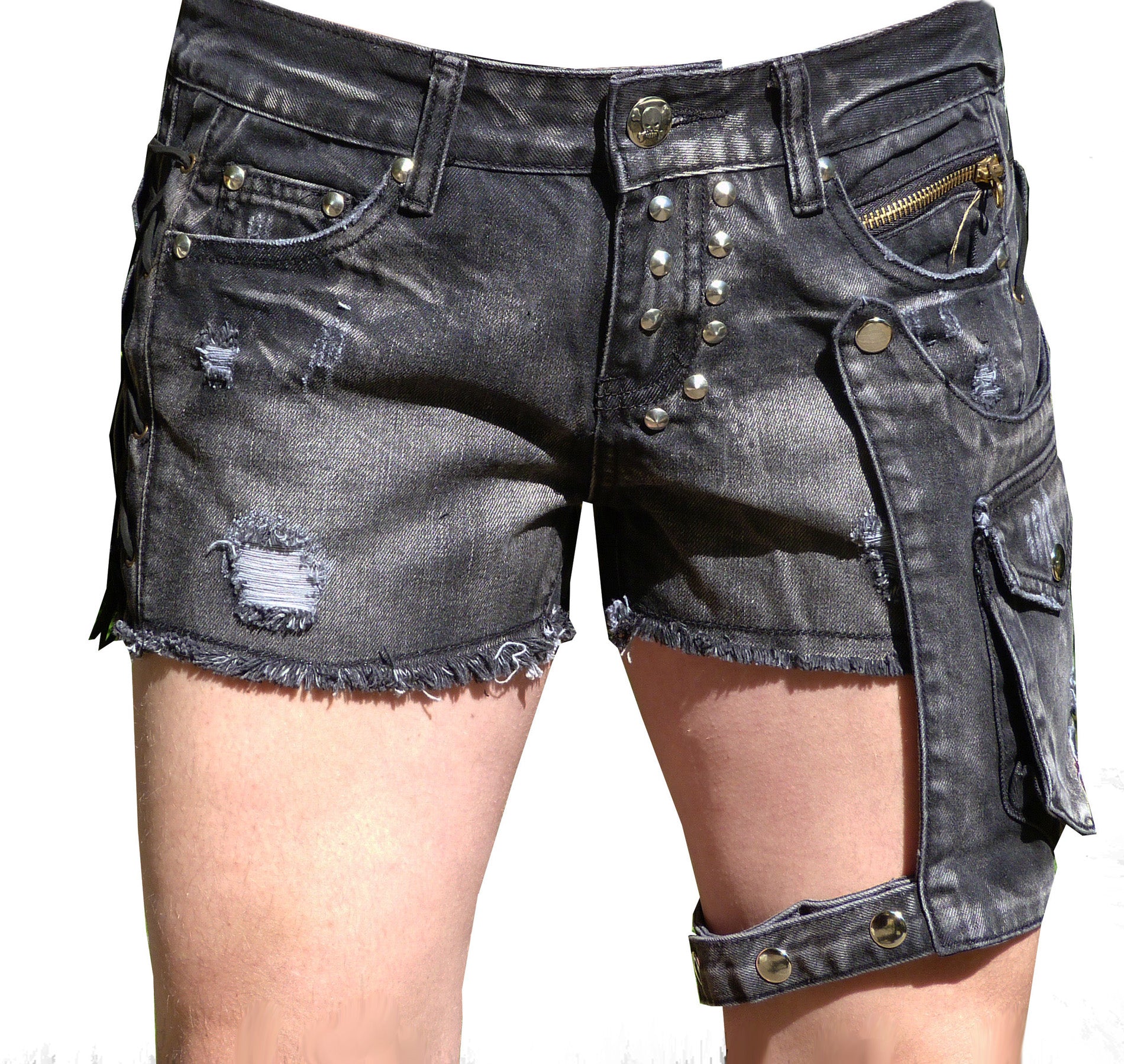 Lady lace-up shorts with leg pocket
