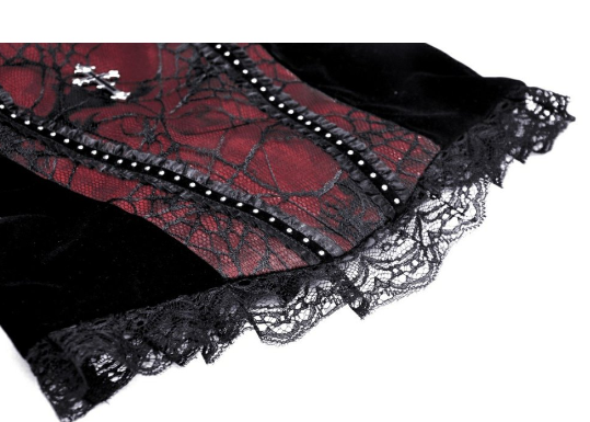 Gothic Funeral rot/schwarzes Corset-Top von Dark in Love