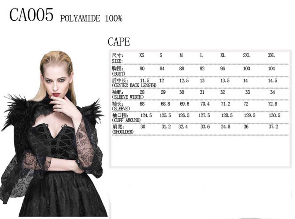 Gothic velvet bolero with feathers