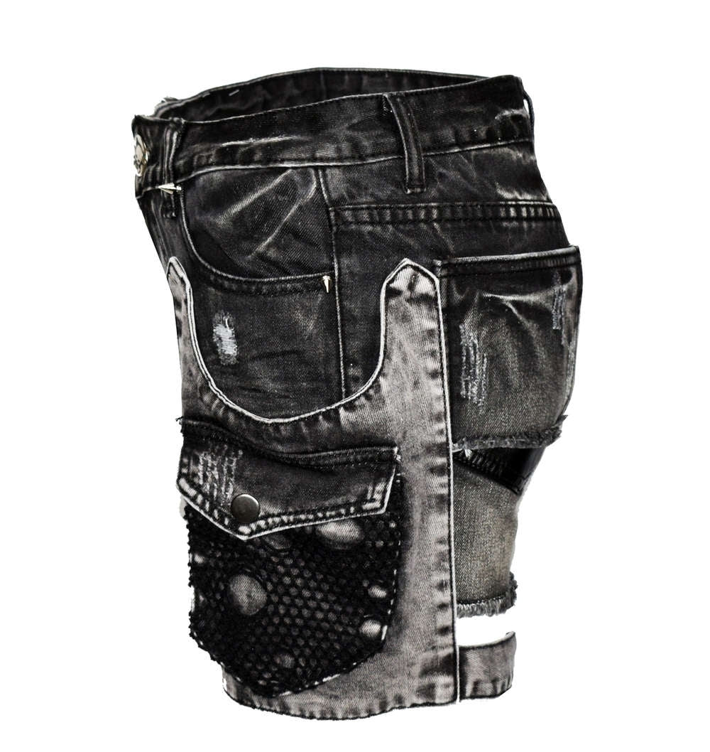 Stonewash Women Jeans Shorts With Holster Pocket