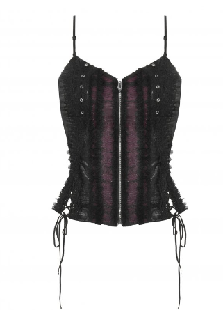 Gothic Corset Top mit Spitze und Kunstleder von Dark in Love