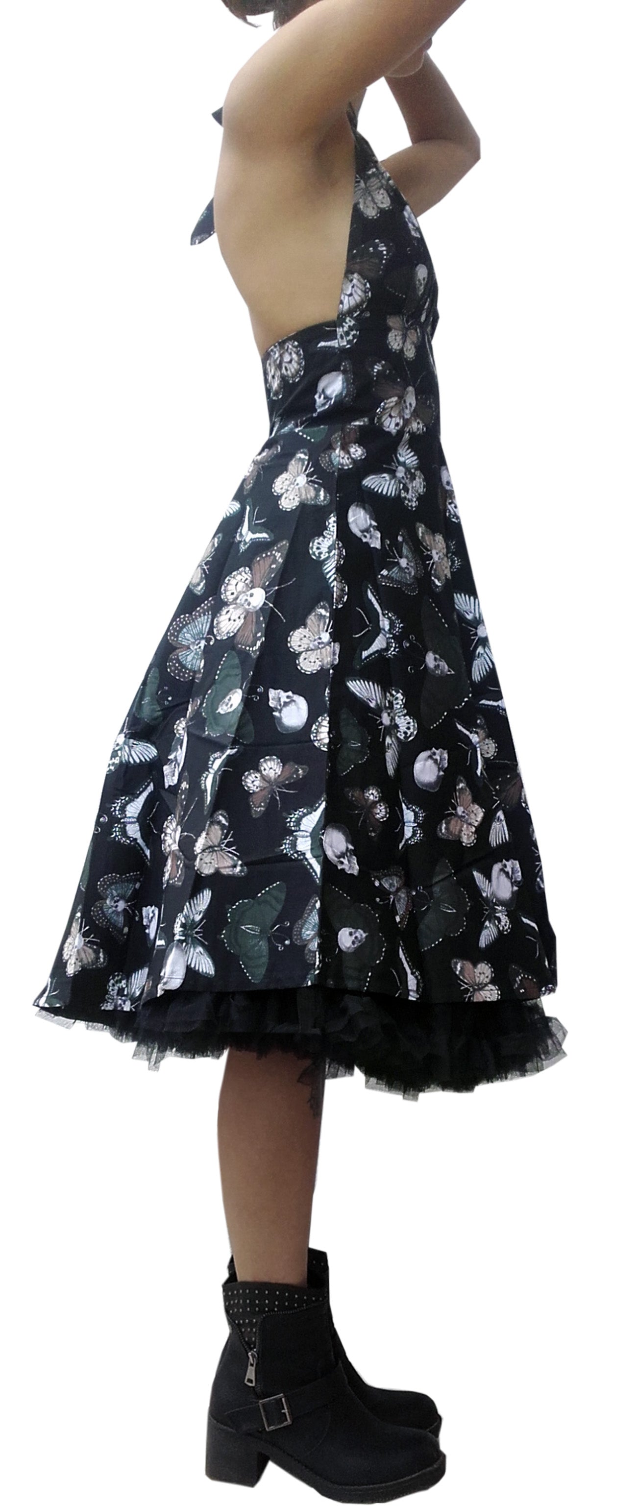 Dress with butterflies and skulls