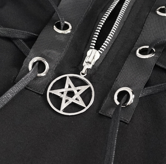 Gothic Hooded T-Shirt mit Zip der Firma Devil Fashion