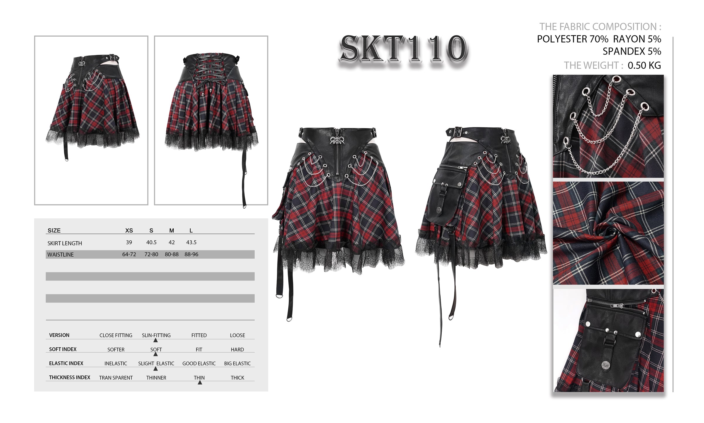 Gothick Frauen Rock True Tartan von Devil Fashion