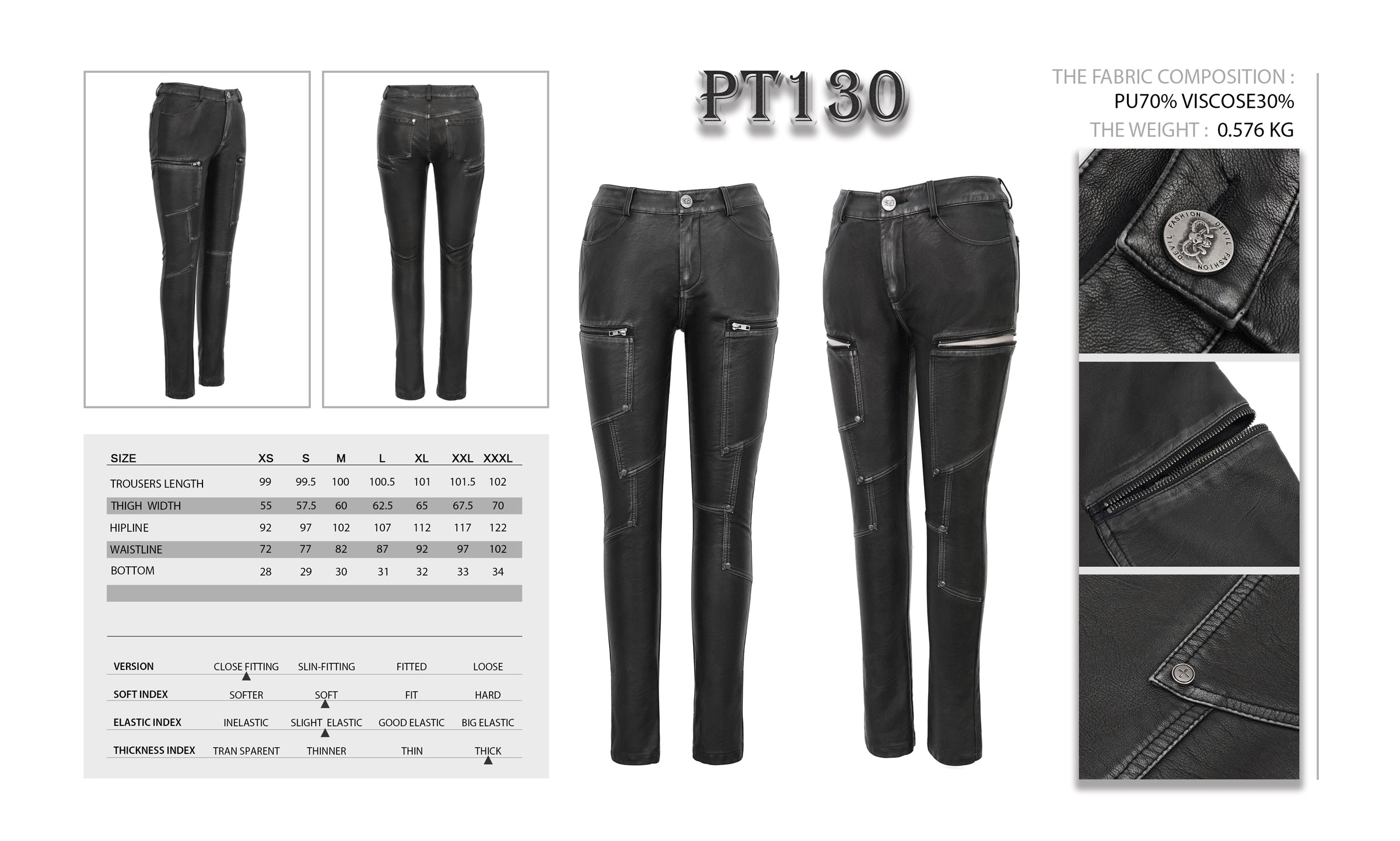 Gothic women faux leather trousers patchwork by Devil Fashion