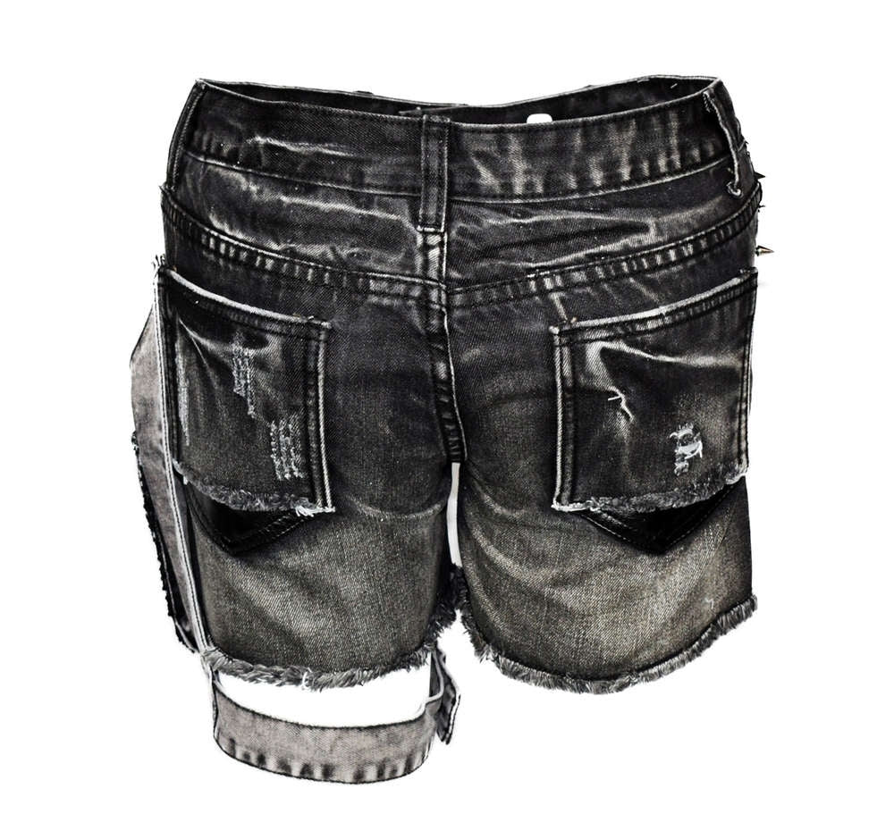 Stonewash Women Jeans Shorts With Holster Pocket