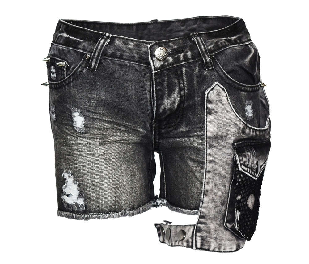 Stonewash Women Jeans Shorts With Holster Pocket