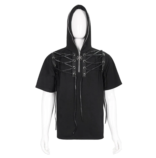 Gothic Hooded T-Shirt mit Zip der Firma Devil Fashion