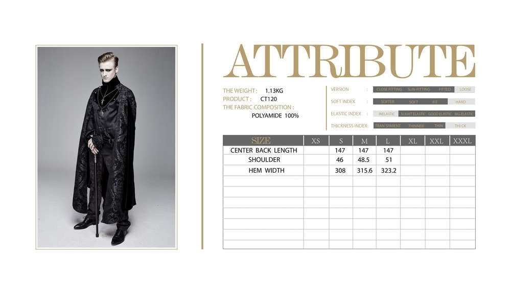 Devil Fashion Gothic Cape Men Black