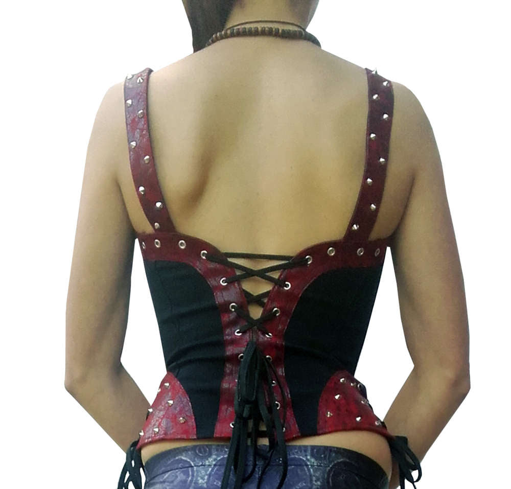 Corset top red black