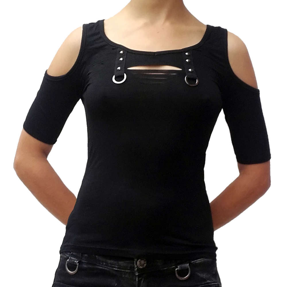 Gothic shirt backless mesh skull