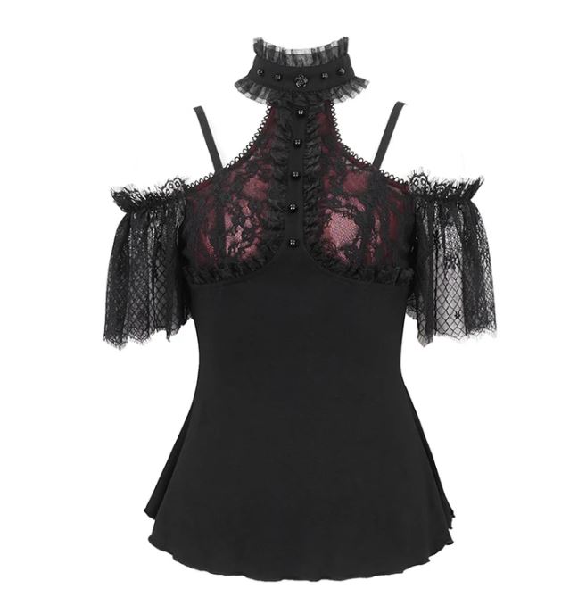 Romantisches Spitzenoberteil von Eva Lady in rot/ schwarz
