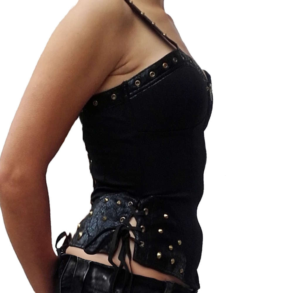 Black Gothic Corset Look Top