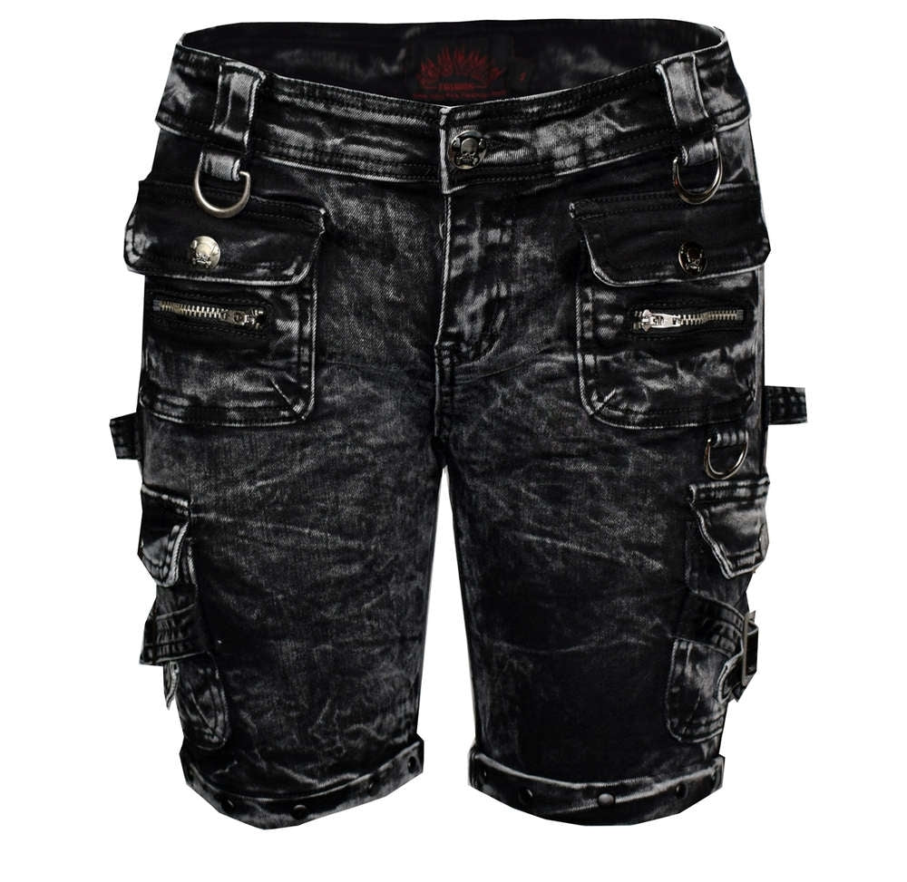 Snowwash women biker three quarter shorts