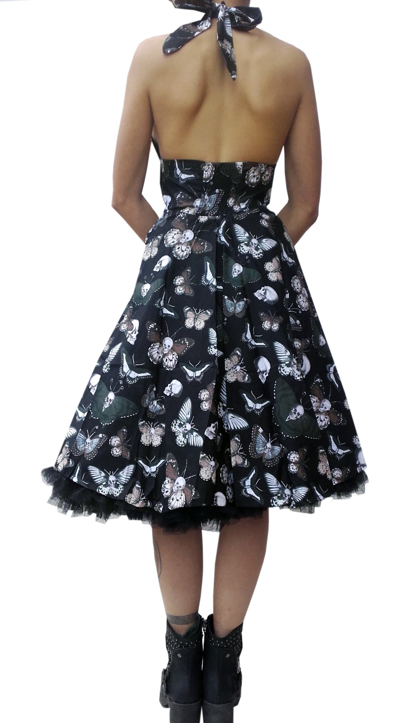 Dress with butterflies and skulls