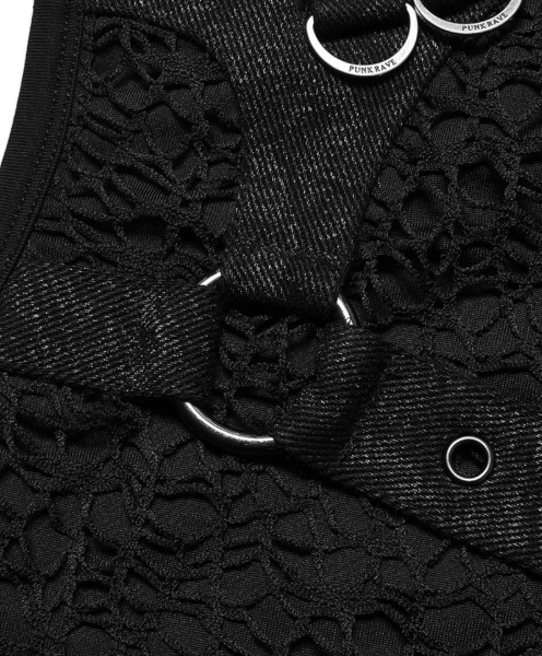 Industrial Lace Strap Top von Punk Rave
