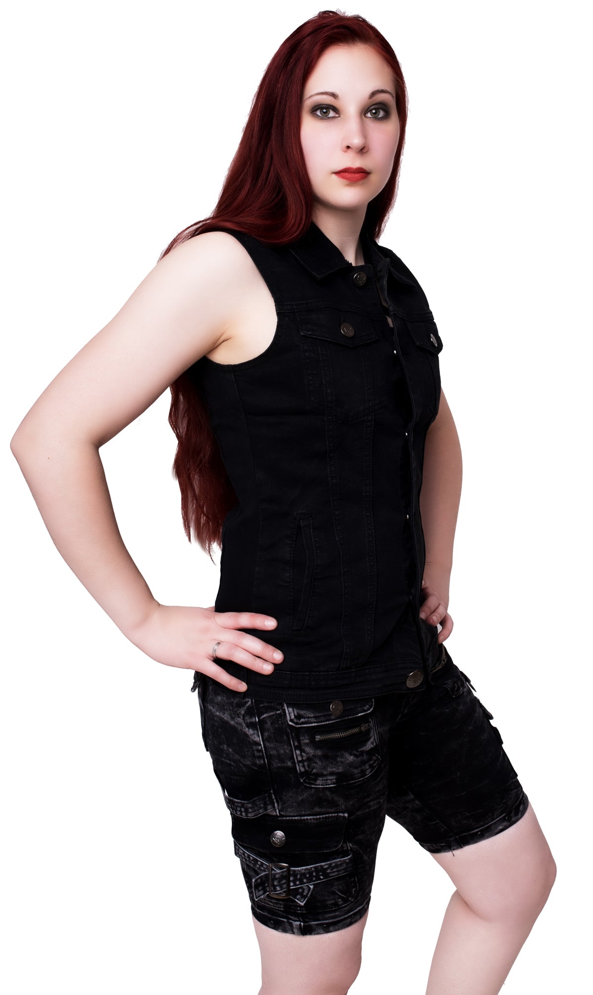 Jeans vest black women