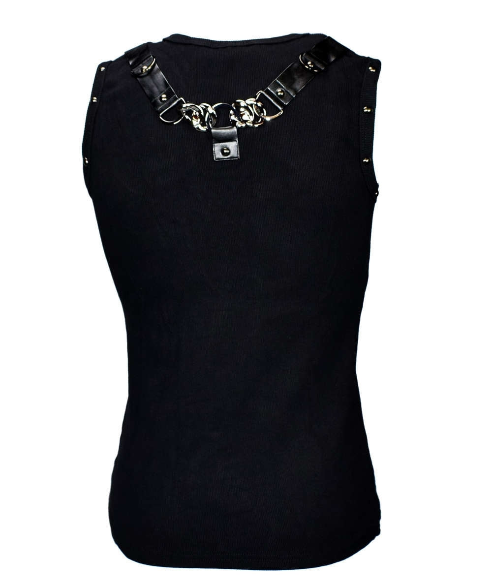 Gothic men's tank top with chains and ring