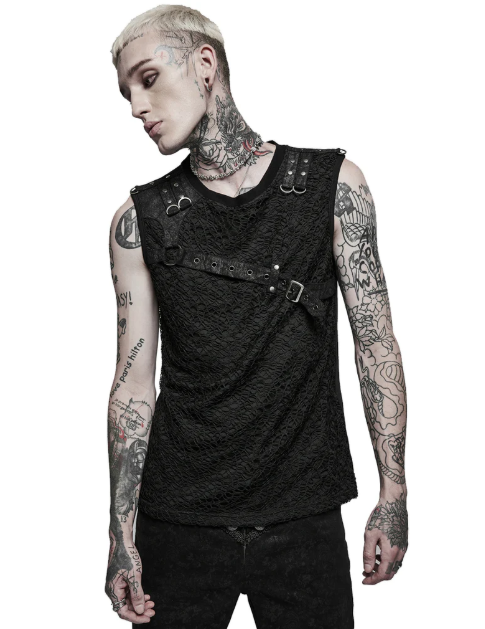Industrial Lace Strap Top von Punk Rave