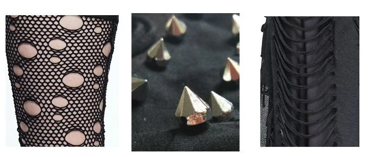 Gothic leggings with mesh and tatters