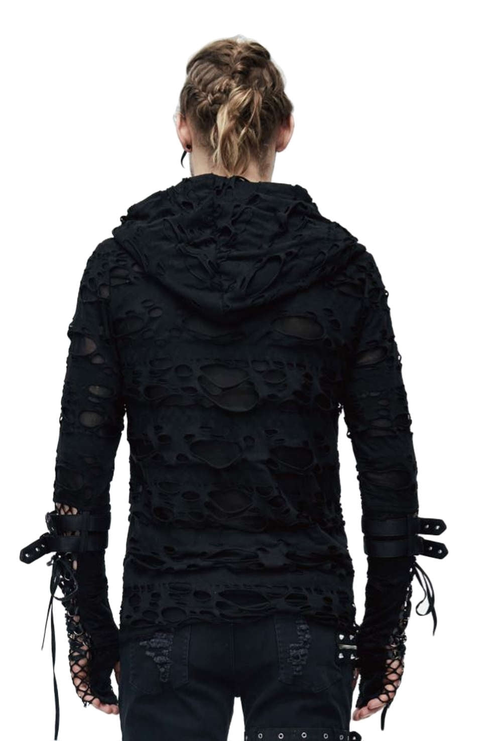 Gothic men's shred hoodie black