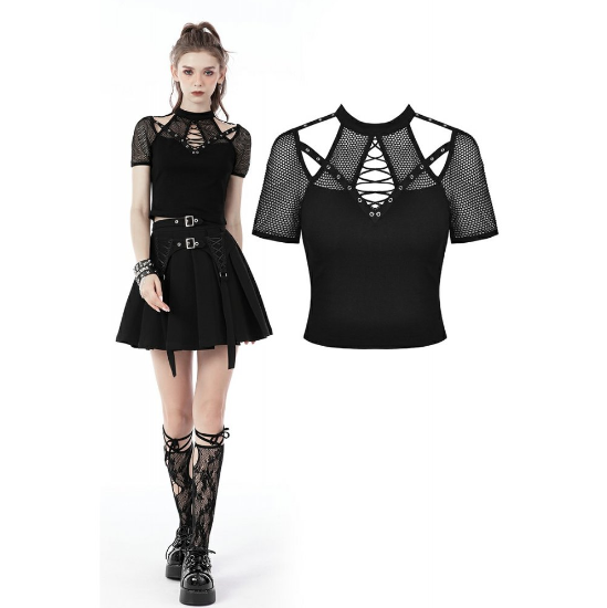 Techno Mesh Lace-Up Top