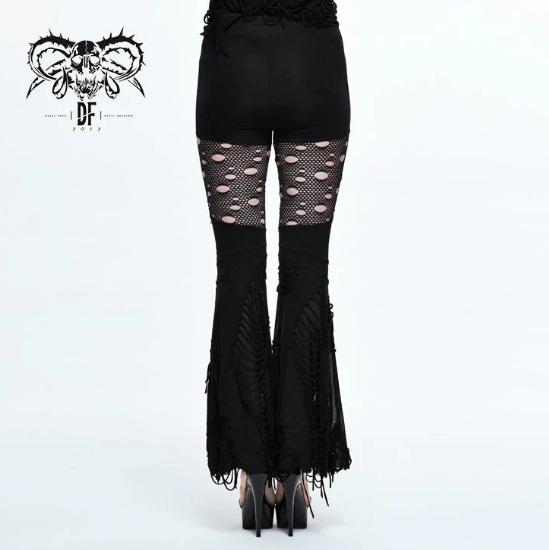 Gothic leggings with mesh and tatters